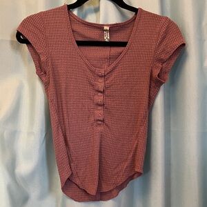 Free People Thermal 3/4 Button Henley